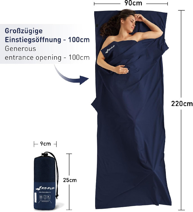 Hüttenschlafsack Aus Leichter Baumwolle – Mit Kissenschlitz, Wieder Verwendbar – Für Reisen, Camping & Hotels Hüttenschlafsack Aus Leichter Baumwolle – Mit Kissenschlitz, Wieder Verwendbar – Für Reisen, Camping & Hotels
